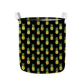 Black Cute Pineapple Pattern Print Collapsible Laundry Basket