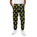 Black Cute Pineapple Pattern Print Cotton Sweatpants