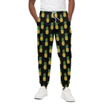 Black Cute Pineapple Pattern Print Cotton Pants