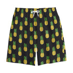 Black Cute Pineapple Pattern Print Cotton Shorts