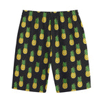Black Cute Pineapple Pattern Print Cotton Shorts