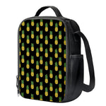 Black Cute Pineapple Pattern Print Crossbody Lunch Bag