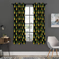Black Cute Pineapple Pattern Print Grommet Curtain Panels