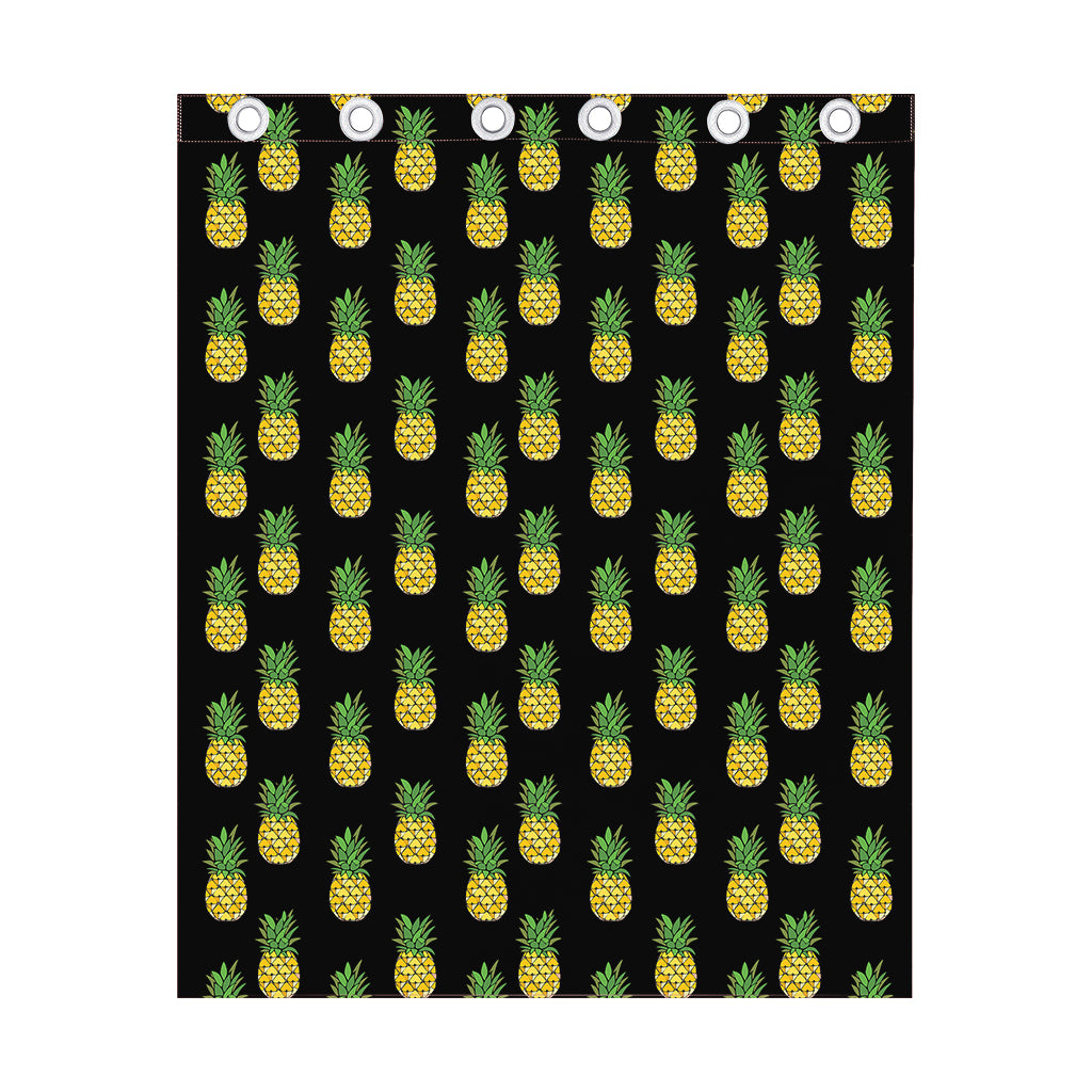 Black Cute Pineapple Pattern Print Curtain