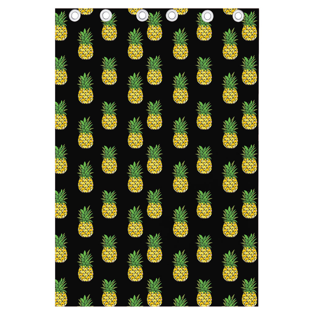 Black Cute Pineapple Pattern Print Curtain