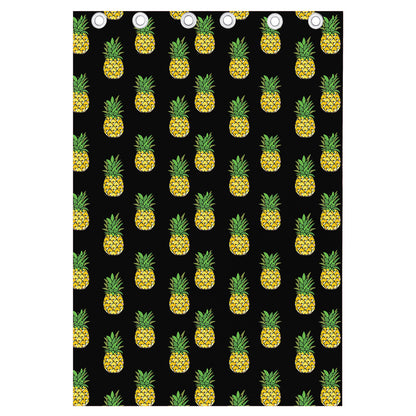 Black Cute Pineapple Pattern Print Curtain