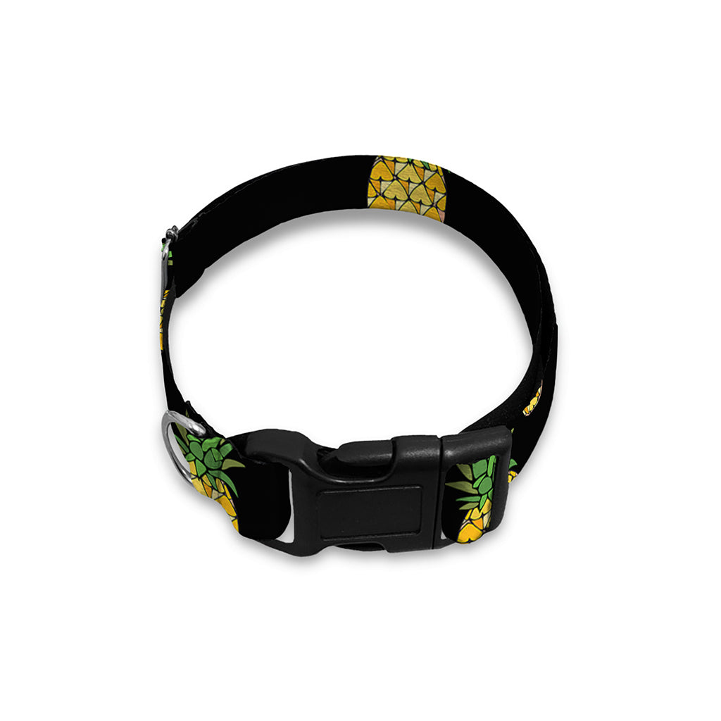 Black Cute Pineapple Pattern Print Dog Collar