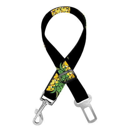 Black Cute Pineapple Pattern Print Dog Seat Belt