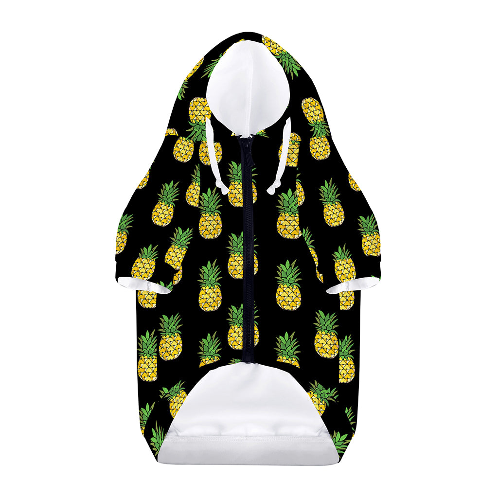 Black Cute Pineapple Pattern Print Dog Zip Up Hoodie