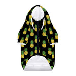 Black Cute Pineapple Pattern Print Dog Zip Up Hoodie