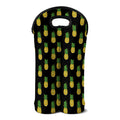 Black Cute Pineapple Pattern Print Double Neoprene Wine Tote
