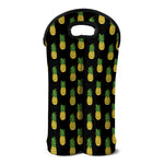 Black Cute Pineapple Pattern Print Double Neoprene Wine Tote
