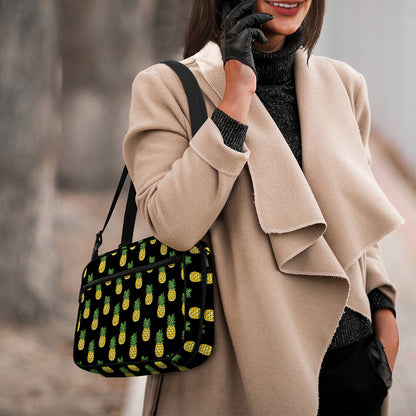 Black Cute Pineapple Pattern Print Double Strap Bible Bag