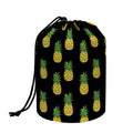 Black Cute Pineapple Pattern Print Drawstring Makeup Bag