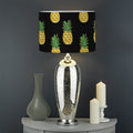 Black Cute Pineapple Pattern Print Drum Lamp Shade