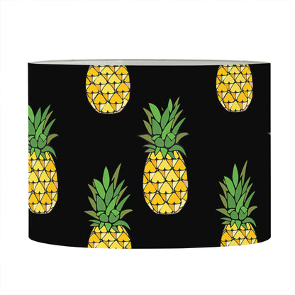Black Cute Pineapple Pattern Print Drum Lamp Shade