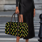Black Cute Pineapple Pattern Print Duffle Bag