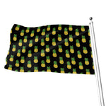 Black Cute Pineapple Pattern Print Flag