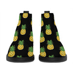 Black Cute Pineapple Pattern Print Flat Ankle Boots