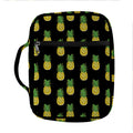 Black Cute Pineapple Pattern Print Front Pocket Bible Bag