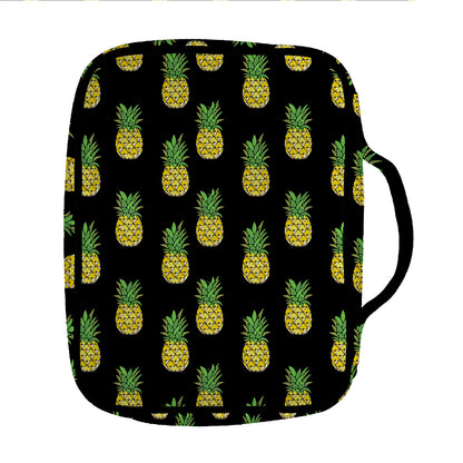 Black Cute Pineapple Pattern Print Front Pocket Bible Bag