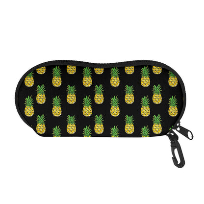 Black Cute Pineapple Pattern Print Glasses Case
