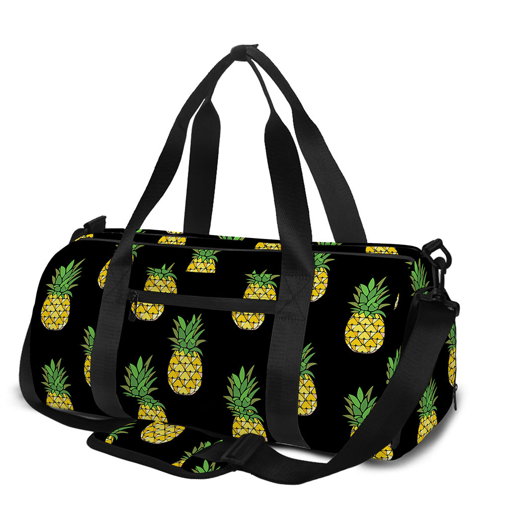 Black Cute Pineapple Pattern Print Gym Bag