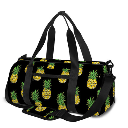Black Cute Pineapple Pattern Print Gym Bag