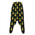 Black Cute Pineapple Pattern Print Hammer Pants
