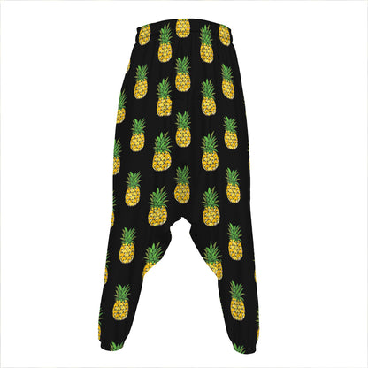 Black Cute Pineapple Pattern Print Hammer Pants