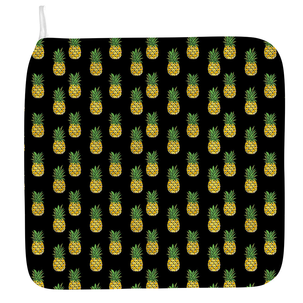 Black Cute Pineapple Pattern Print Hand Towel