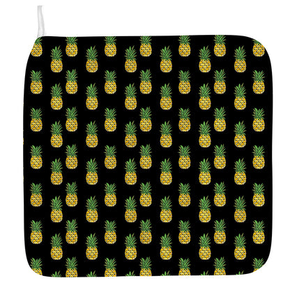 Black Cute Pineapple Pattern Print Hand Towel