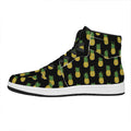 Black Cute Pineapple Pattern Print High Top Leather Sneakers