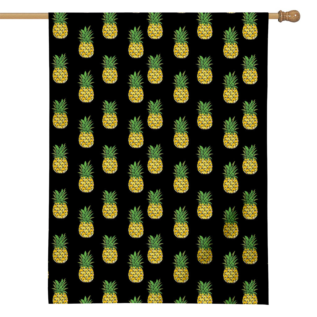 Black Cute Pineapple Pattern Print House Flag