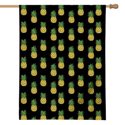 Black Cute Pineapple Pattern Print House Flag