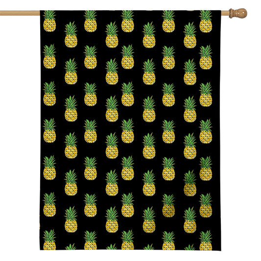 Black Cute Pineapple Pattern Print House Flag