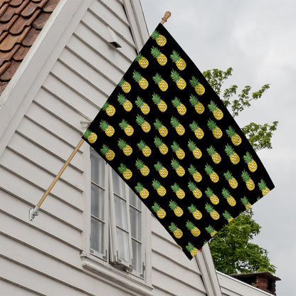 Black Cute Pineapple Pattern Print House Flag