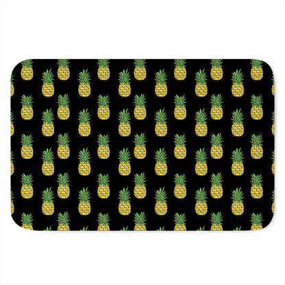 Black Cute Pineapple Pattern Print Indoor Door Mat