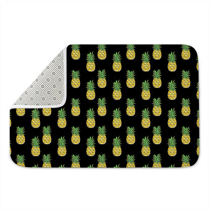 Black Cute Pineapple Pattern Print Indoor Door Mat
