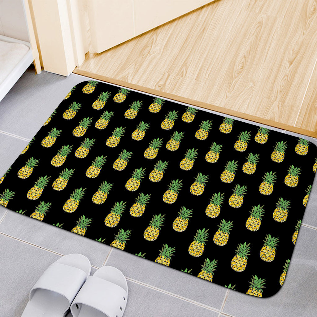 Black Cute Pineapple Pattern Print Indoor Door Mat
