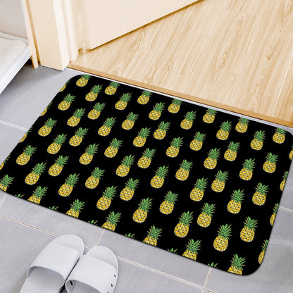 Black Cute Pineapple Pattern Print Indoor Door Mat