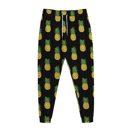 Black Cute Pineapple Pattern Print Jogger Pants