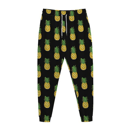 Black Cute Pineapple Pattern Print Jogger Pants