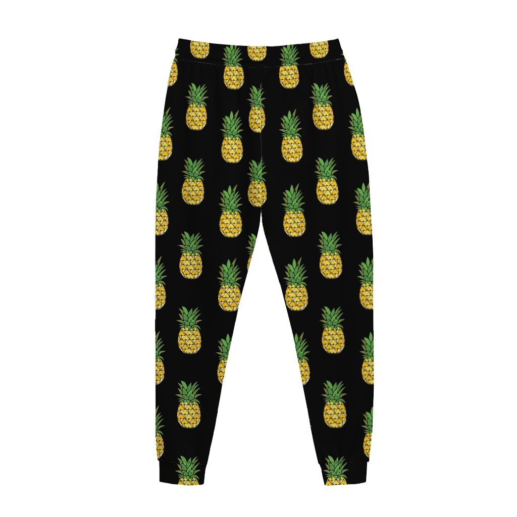 Black Cute Pineapple Pattern Print Jogger Pants