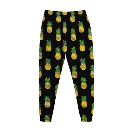 Black Cute Pineapple Pattern Print Jogger Pants