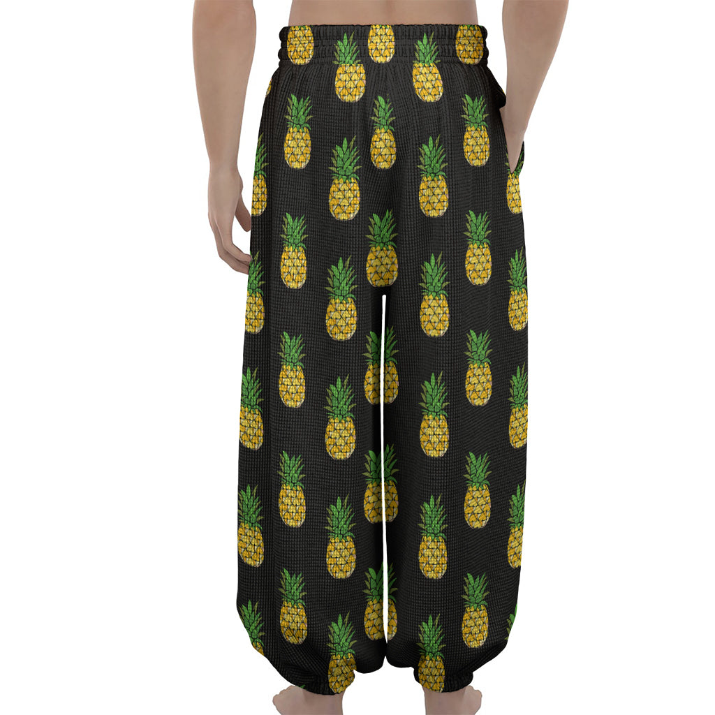 Black Cute Pineapple Pattern Print Lantern Pants