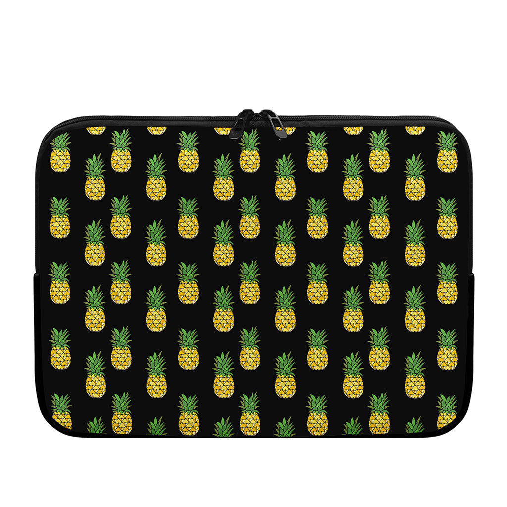 Black Cute Pineapple Pattern Print Laptop Sleeve