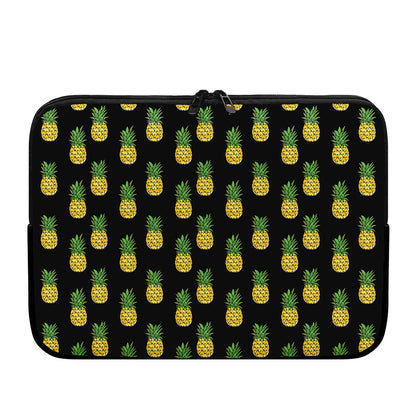 Black Cute Pineapple Pattern Print Laptop Sleeve