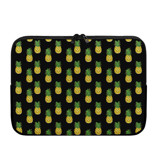 Black Cute Pineapple Pattern Print Laptop Sleeve