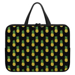 Black Cute Pineapple Pattern Print Laptop Sleeve With Handle